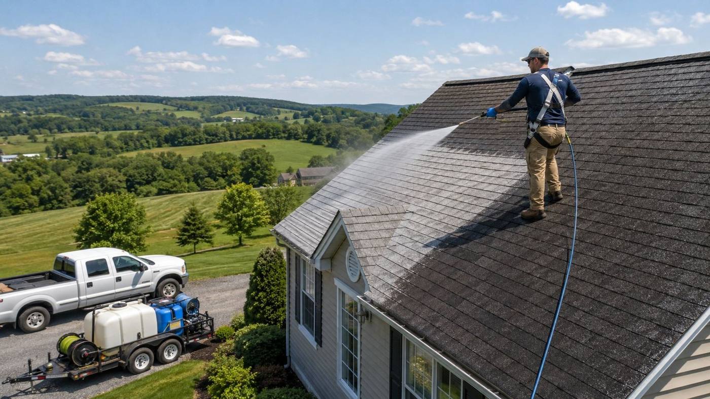 Roof Soft Washing in Centerville, PA